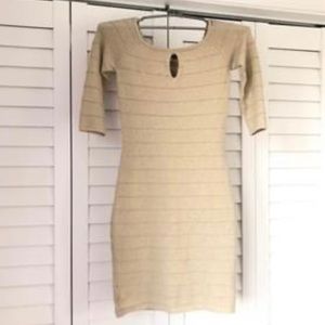 Express Gold Keyhole 1/2 sleeve dress